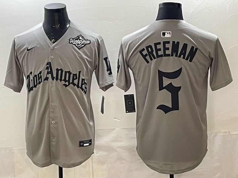 Men 2026 Los Angeles Dodgers #5 Freeman Grey Five generations Nike MLB Jersey style 0014->los angeles dodgers->MLB Jersey